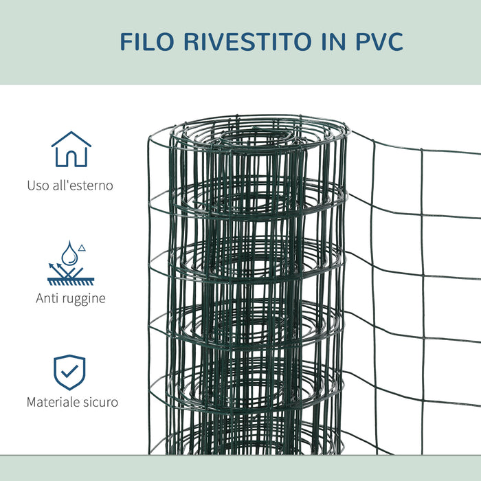 EasyComfort Rete Metallica da Giardino con Rivestimento in PVC per Recinzioni da Esterno, 500x91cm, Verde