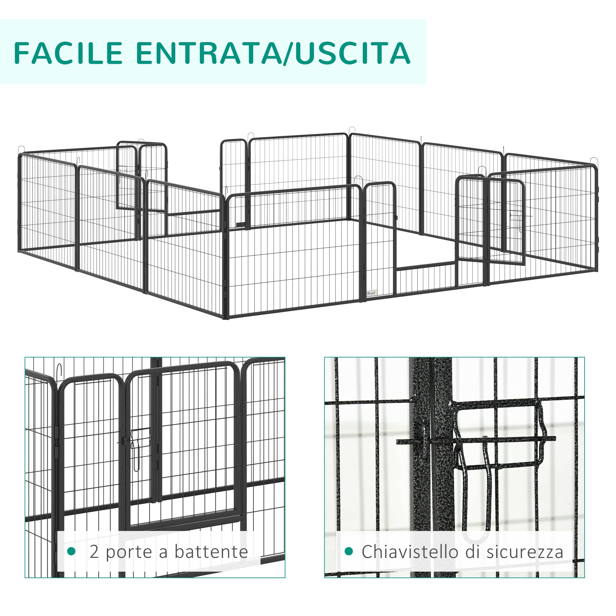 EasyComfort Recinto per Cani e Cuccioli con 12 Pannelli Modulabili e 2 Ingressi, 80x1.5x60cm