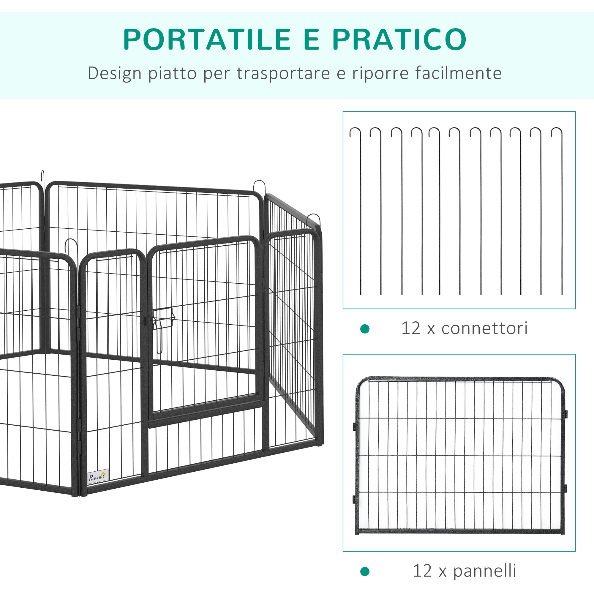 EasyComfort Recinto per Cani e Cuccioli con 12 Pannelli Modulabili e 2 Ingressi, 80x1.5x60cm