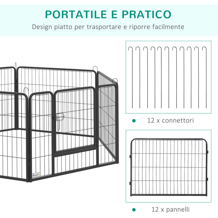 EasyComfort Recinto per Cani e Cuccioli con 12 Pannelli Modulabili e 2 Ingressi, 80x1.5x60cm