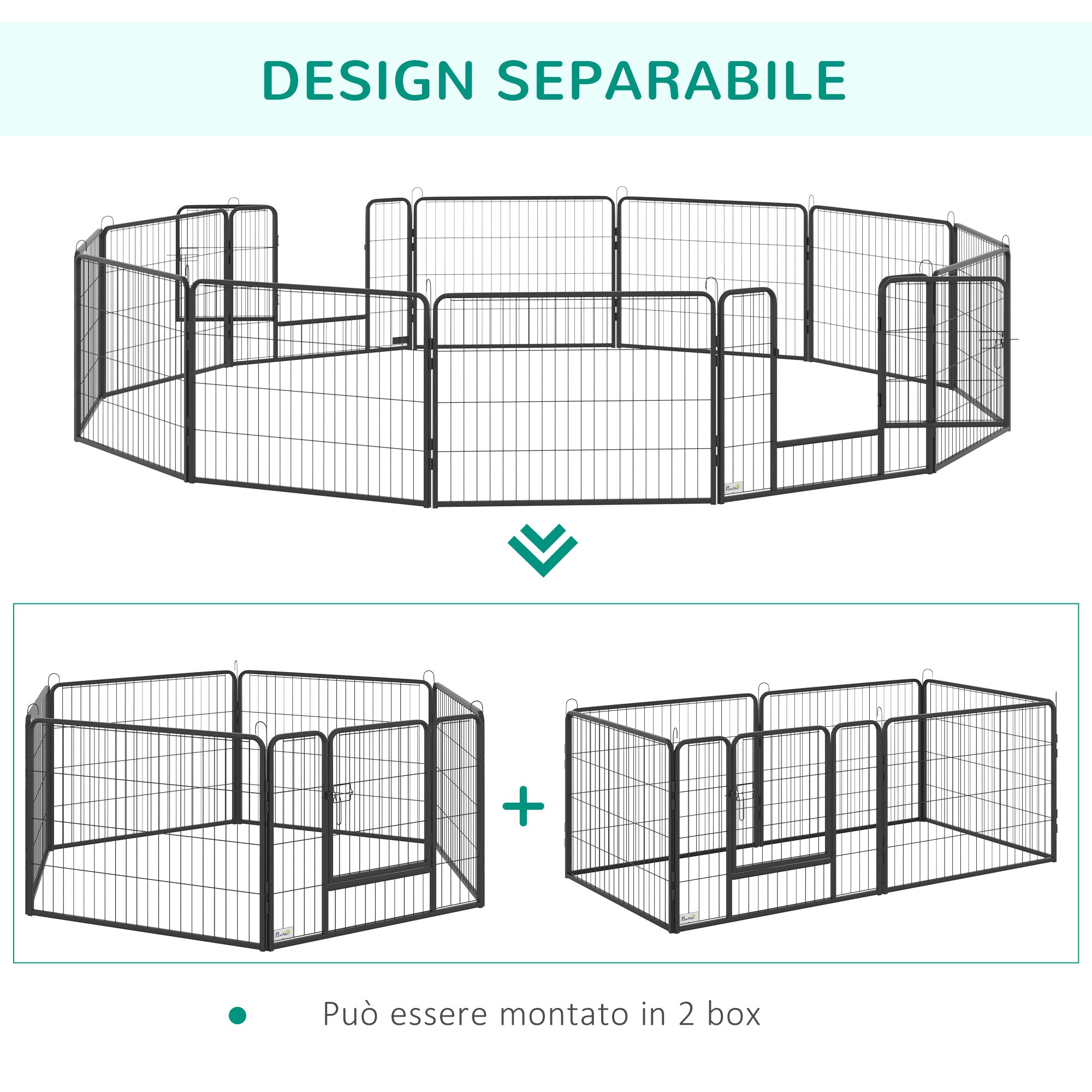 EasyComfort Recinto per Cani e Cuccioli con 12 Pannelli Modulabili e 2 Ingressi, 80x1.5x60cm