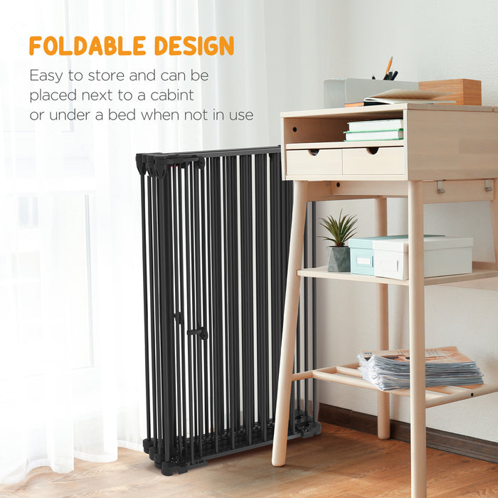 Easycomfort Cancellino per Cani di Taglia Media Pieghevole a 6 Pannelli, in Acciaio e Plastica, 123x102x100 cm, Nero