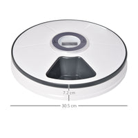 EasyComfort Distributore Automatico Cibo Cani e Gatti, 6 Pasti Ciotole con Timer e Display LED a Batterie, Dispenser Cibo per Piccoli Animali con Musica