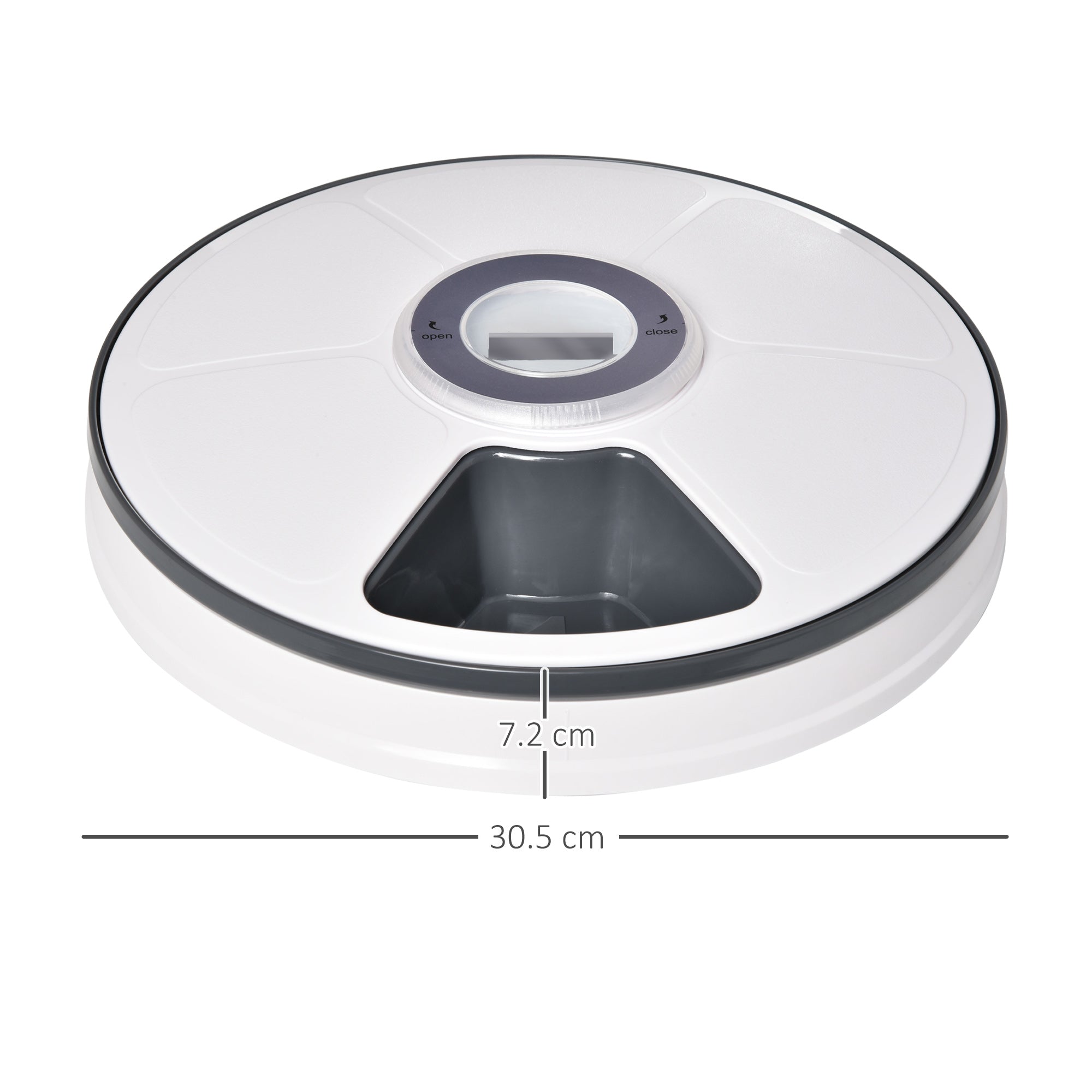 EasyComfort Distributore Automatico Cibo Cani e Gatti, 6 Pasti Ciotole con Timer e Display LED a Batterie, Dispenser Cibo per Piccoli Animali con Musica