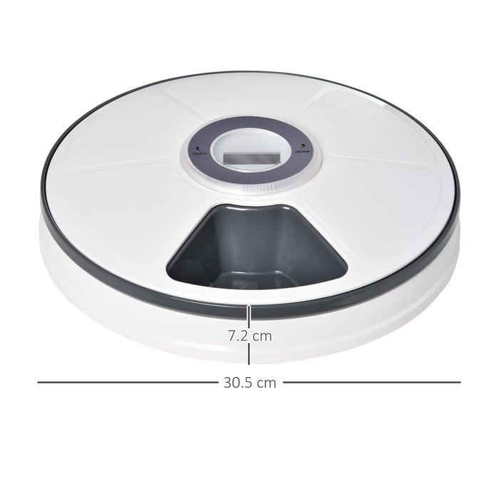 EasyComfort Distributore Automatico Cibo Cani e Gatti, 6 Pasti Ciotole con Timer e Display LED a Batterie, Dispenser Cibo per Piccoli Animali con Musica