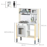 HOMCOM Cucina Giocattolo per Bambini con Altezza Regolabile, Suoni, Luci e Utensili, in MDF e PP, 60x30.5x93.2 cm