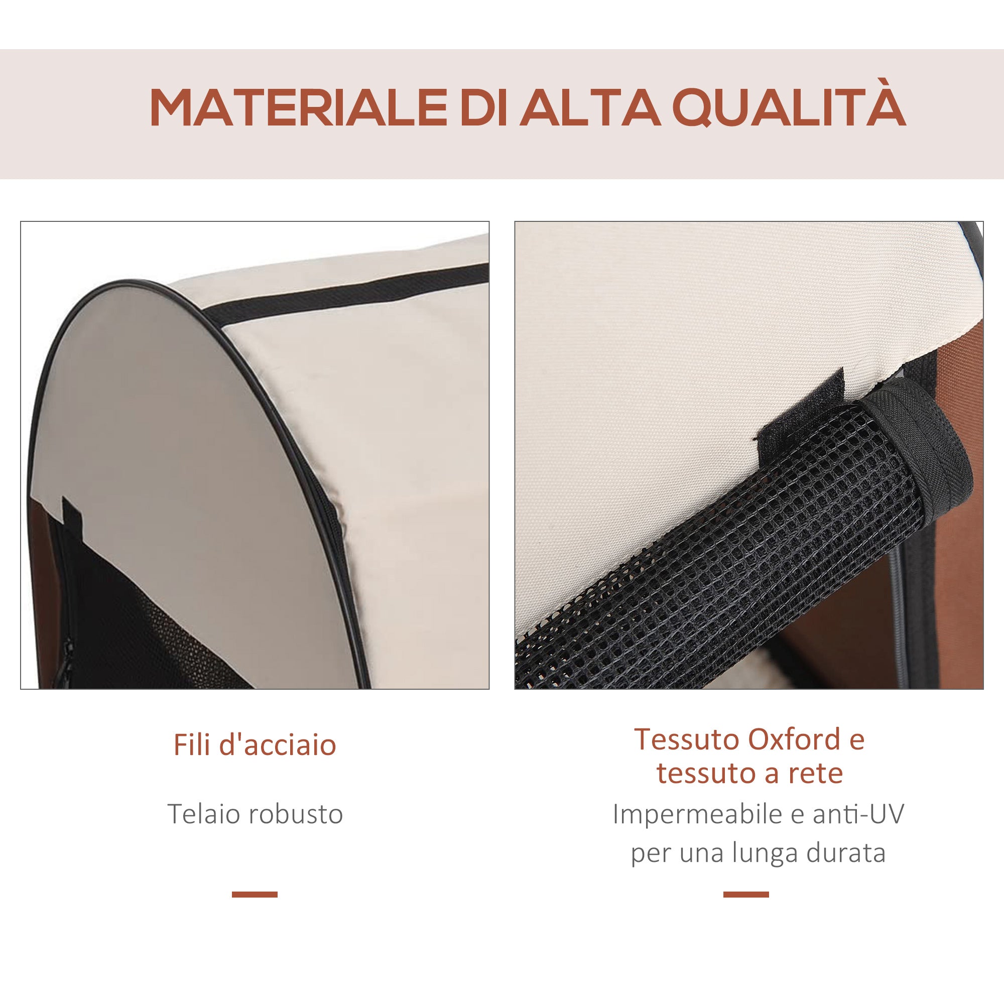 EasyComfort Trasportino Gabbia da Trasporto per Cani Gatti e Animali Domestici Pieghevole 61x46x51cm caffè