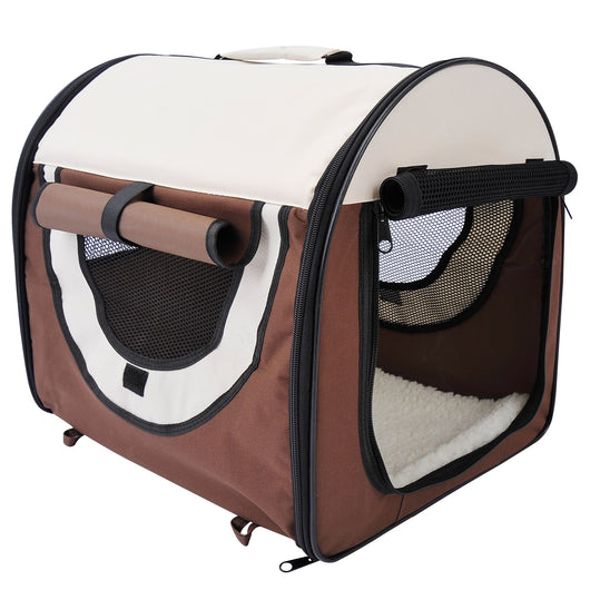 EasyComfort Trasportino Gabbia da Trasporto per Cani Gatti e Animali Domestici Pieghevole 61x46x51cm caffè