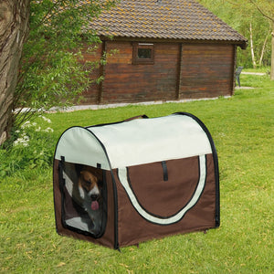 EasyComfort Trasportino per Cani e Gatti Pieghevole con Porta e Finestre in Rete, Tessuto Oxford e Acciaio, 70x51x59cm Marrone