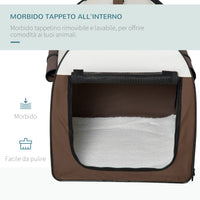 EasyComfort Trasportino per Cani e Gatti Pieghevole con Porta e Finestre in Rete, Tessuto Oxford e Acciaio, 70x51x59cm Marrone