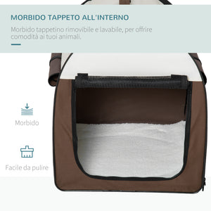 EasyComfort Trasportino per Cani e Gatti Pieghevole con Porta e Finestre in Rete, Tessuto Oxford e Acciaio, 70x51x59cm Marrone
