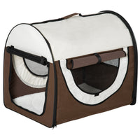 EasyComfort Trasportino per Cani e Gatti Pieghevole con Porta e Finestre in Rete, Tessuto Oxford e Acciaio, 70x51x59cm Marrone
