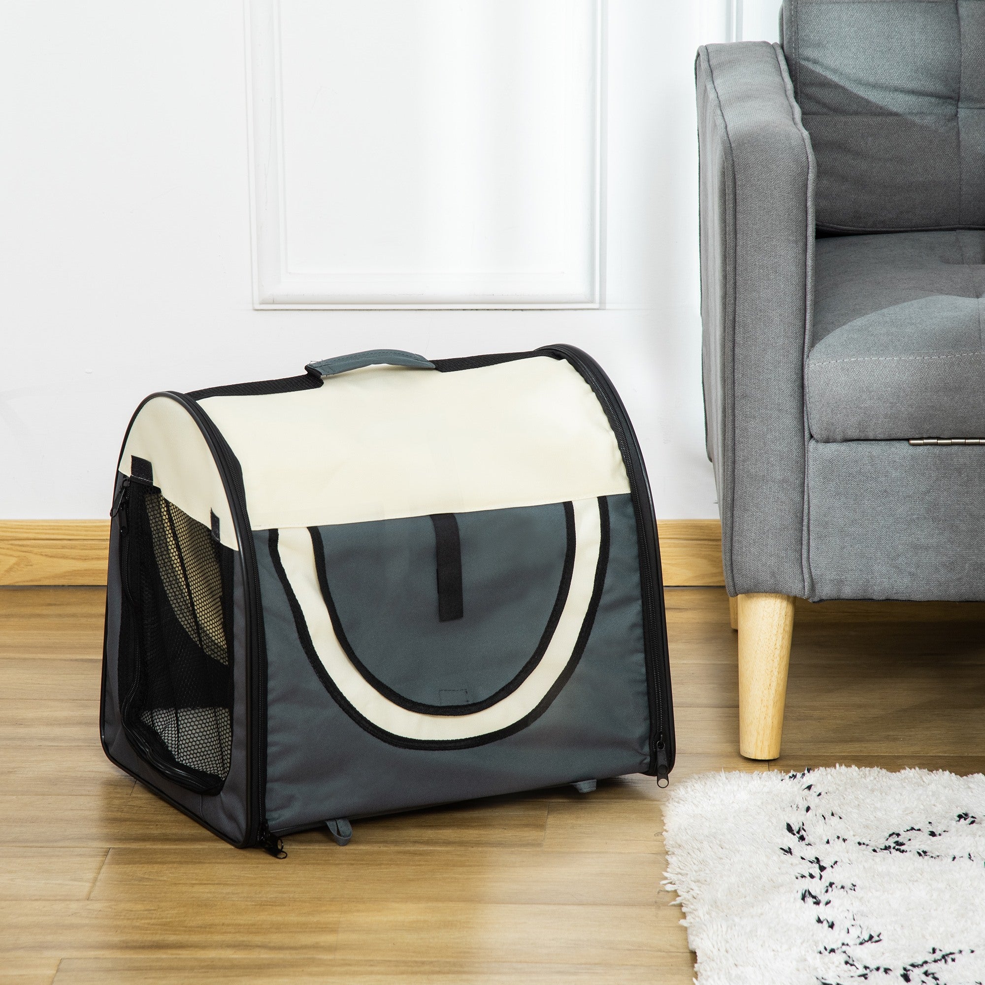 EasyComfort Trasportino per Animali Domestici Pieghevole in Oxford con Cuscino Rimovibile Lavabile e Borsa per Trasporto, Grigio scuro