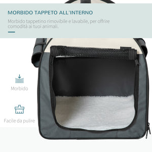 EasyComfort Trasportino per Animali Domestici Pieghevole in Oxford con Cuscino Rimovibile Lavabile e Borsa per Trasporto, Grigio scuro