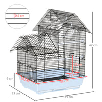 EasyComfort Gabbia per Uccelli in Metallo con Maniglia, Vassoio Estraibile, Pioli e Altalena, 39x33x47cm, Bianco