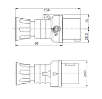Spina mobile diritta industriale blu 2p+t 16a monofase 220v ip44 gw60004h