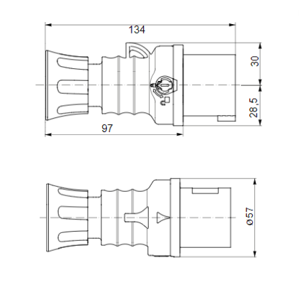Spina mobile diritta industriale blu 2p+t 16a monofase 220v ip44 gw60004h