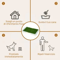 Lettiera per Cani 3 Strati con Prato Sintetico, Griglia e Vassoio Inferiore, 46.5x34x5.5 cm