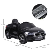 Macchina Elettrica per Bambini BMW 6GT 6V, Macchina Telecomandata con Musica e Fari LED, MP3, Clacson, 106 x 64 x 51 cm, Nero