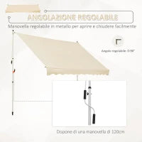 Tenda da Sole a Bracci 3x1.5m con Manovella e Struttura Telescopica, Beige