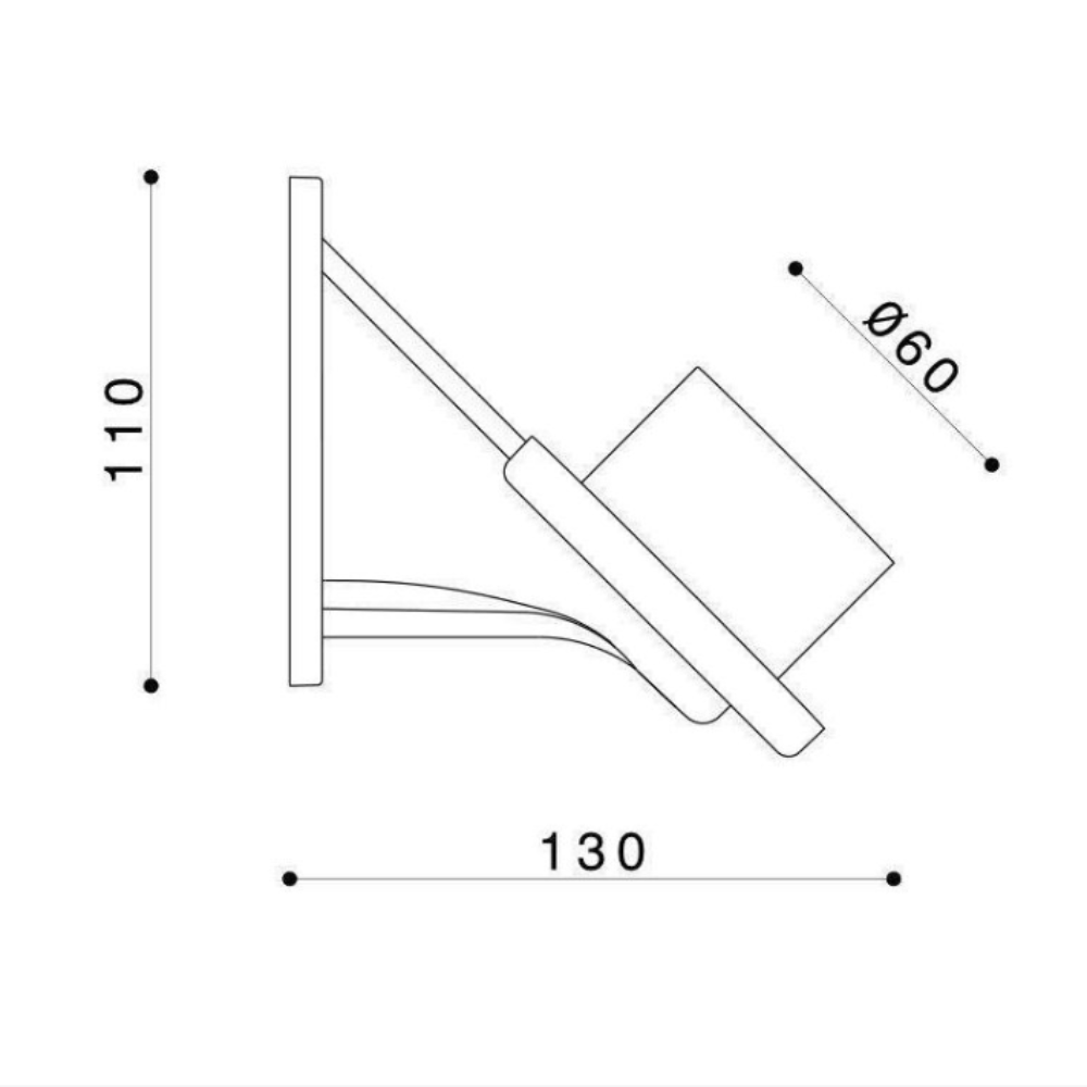 Acrilux 50019 braccio angolare 45° per globli Ø200 Ø250 Ø300 mm con base