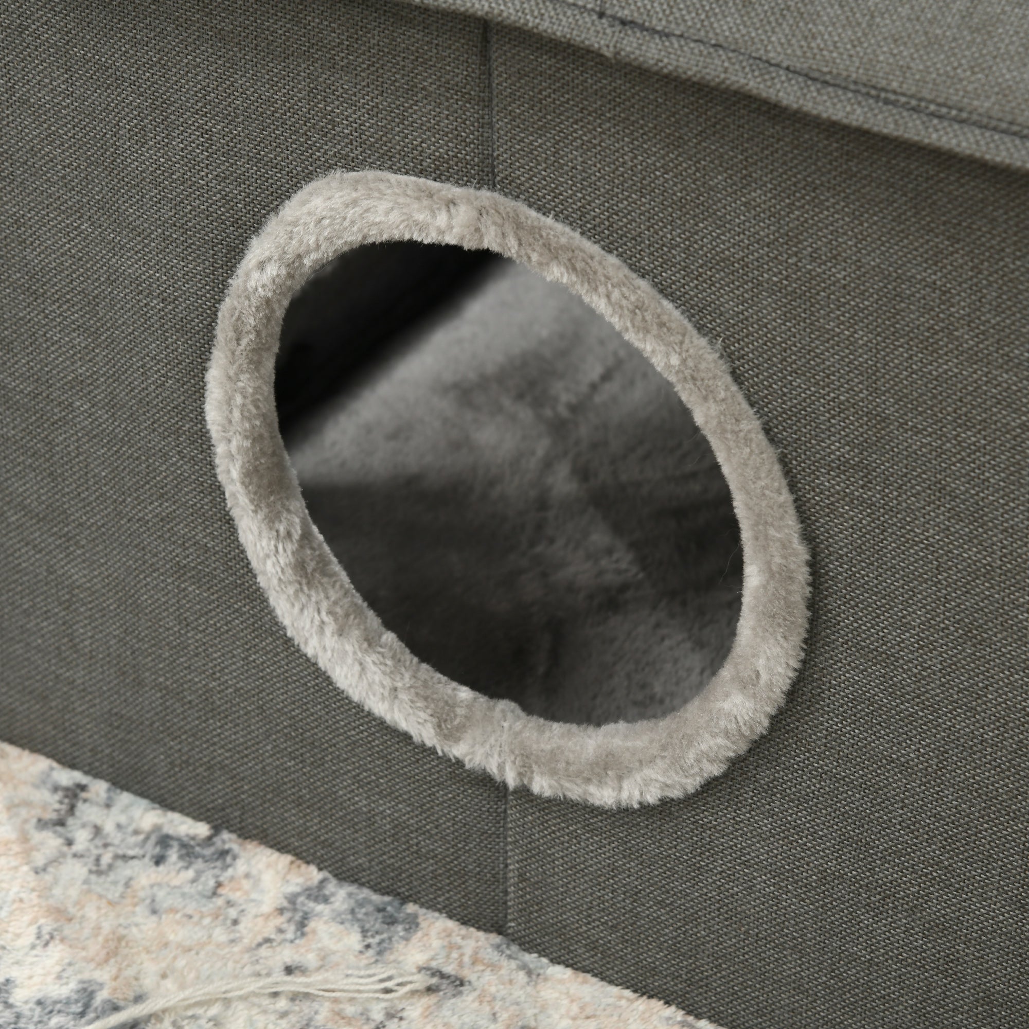 Easycomfort Casetta per Gatti con Cuscini Lavabili 2 entrate, 39x43.5x40.5cm Grigio