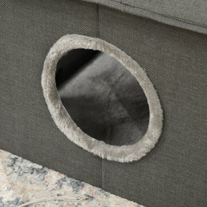 Easycomfort Casetta per Gatti con Cuscini Lavabili 2 entrate, 39x43.5x40.5cm Grigio