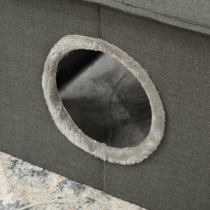 Easycomfort Casetta per Gatti con Cuscini Lavabili 2 entrate, 39x43.5x40.5cm Grigio