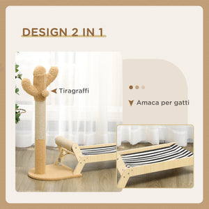 Easycomfort Amaca per Gatti con Tiragraffi per Gatti a forma di Cactus Design 2 in 1 per Interni, 88.5x31.5x76.5 cm