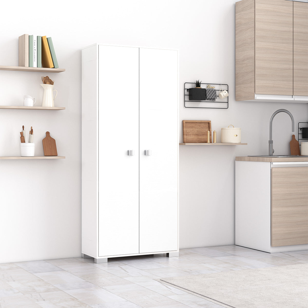 armadio 2 ante Clara biancoluna dispensa cucina multiuso lavanderia spogliatoio 75x35x180H con ripiani