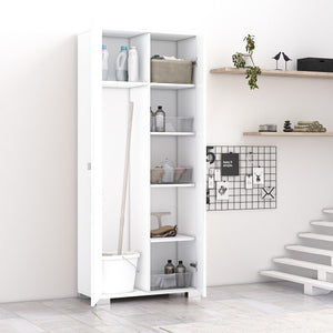 armadio 2 ante Sonia portascope multiuso lavanderia spogliatoio 75x35x180H - Biancoluna