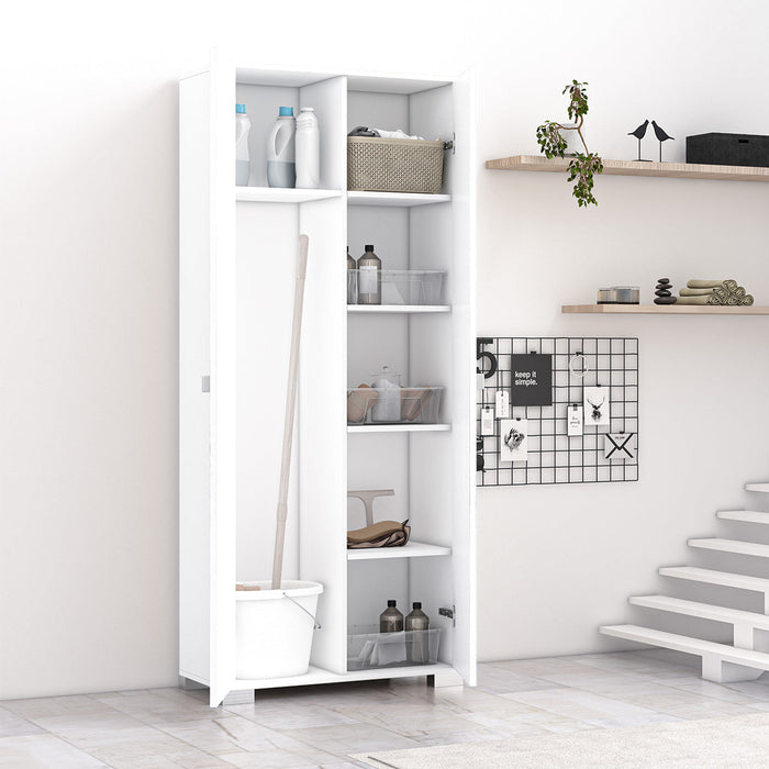 armadio 2 ante Sonia portascope multiuso lavanderia spogliatoio 75x35x180H - Biancoluna