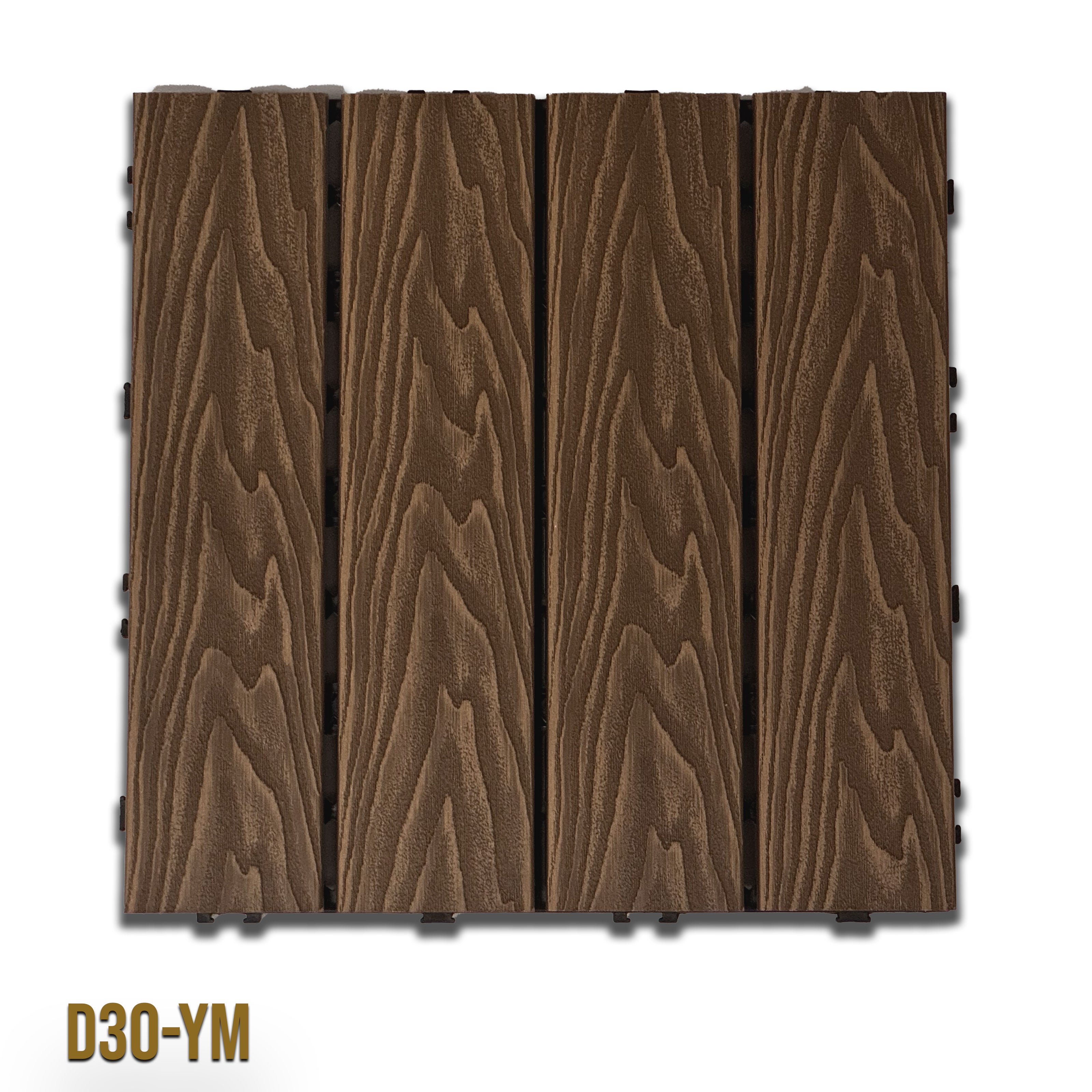 1mq (11 pezzi) di Pavimento Quadrotte in decking WPC da esterno 30X30cm (sp.2cm) inclusa struttura CLICK - D30-YM