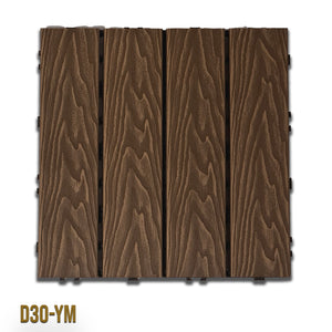 1mq (11 pezzi) di Pavimento Quadrotte in decking WPC da esterno 30X30cm (sp.2cm) inclusa struttura CLICK - D30-YM