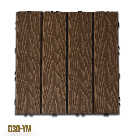 1mq (11 pezzi) di Pavimento Quadrotte in decking WPC da esterno 30X30cm (sp.2cm) inclusa struttura CLICK - D30-YM