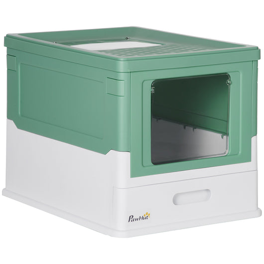 EasyComfort Lettiera per Gatti Chiusa con Paletta, Vassoio Estraibile e 2 Porte, 47.5x35.5x36.7cm, Verde