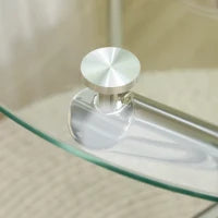 Tavolo da Pranzo Rotondo per 2-4 Persone in Vetro e Gambe in Acciaio, Ø80x74cm