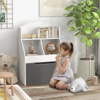 Libreria per Bambini a 2 Livelli con Cassetto su Ruote per Giochi e Libri, 62x40x88 cm, Bianco