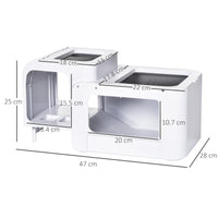 EasyComfort Terrario per Tartarughe d'Acqua con Vasca per Tartarughe, Ciotole e Finestre, 47x28x25cm - Bianco