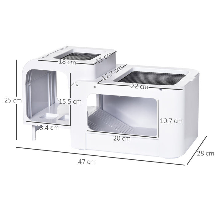 EasyComfort Terrario per Tartarughe d'Acqua con Vasca per Tartarughe, Ciotole e Finestre, 47x28x25cm - Bianco