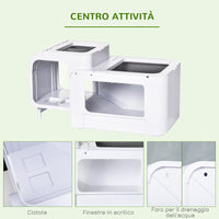 EasyComfort Terrario per Tartarughe d'Acqua con Vasca per Tartarughe, Ciotole e Finestre, 47x28x25cm - Bianco