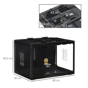 EasyComfort Terrario per Tartarughe di Terra e Rettili con Termometro 18-34℃, 60x40x40.5 cm, Nero