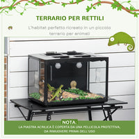 EasyComfort Terrario per Tartarughe di Terra e Rettili con Termometro 18-34℃, 60x40x40.5 cm, Nero