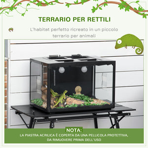 EasyComfort Terrario per Tartarughe di Terra e Rettili con Termometro 18-34℃, 60x40x40.5 cm, Nero