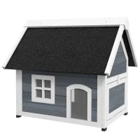 Casetta per Gatti, resistente alle intemperie, con finestra, 77x57,5x68cm (senza tetto in asfalto), Grigio/Bianco/Nero