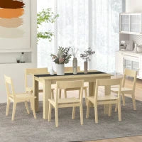 Tavolo da Pranzo Moderno per 6 Persone max, in Truciolato, 140x89.5x75 cm, Nero e color Rovere
