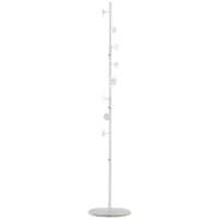 Albero Appendiabiti in Acciaio con 8 Ganci e Base Rotonda in Marmo, 35x35x170 cm, Bianco