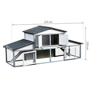 Easycomfort Conigliera da Esterno in Legno e Metallo, Gabbia per 2-3 Conigli o Roditori, Grigia e Bianca 225x70x100cm