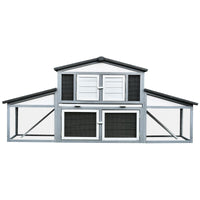 Easycomfort Conigliera da Esterno in Legno e Metallo, Gabbia per 2-3 Conigli o Roditori, Grigia e Bianca 225x70x100cm