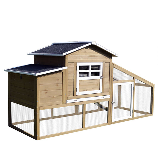 EasyComfort Pollaio per Galline Ovaiole da Esterno con Zona di Corsa, Zona di Nidificazione e Vassoio Estraibile da Giardino in Legno, 200x80x105 cm